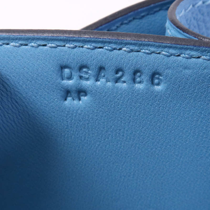 HERMES Epsom皮革Constance 24銀扣肩背袋Bleu du Nord/Rouge de Coeur-7