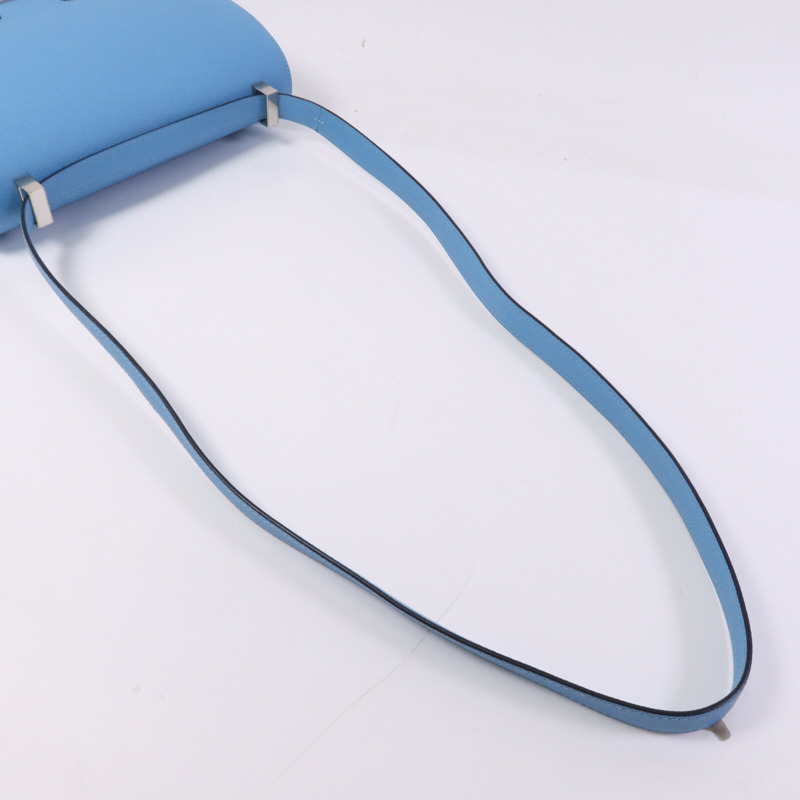HERMES Epsom皮革Constance 24銀扣肩背袋Bleu du Nord/Rouge de Coeur-8