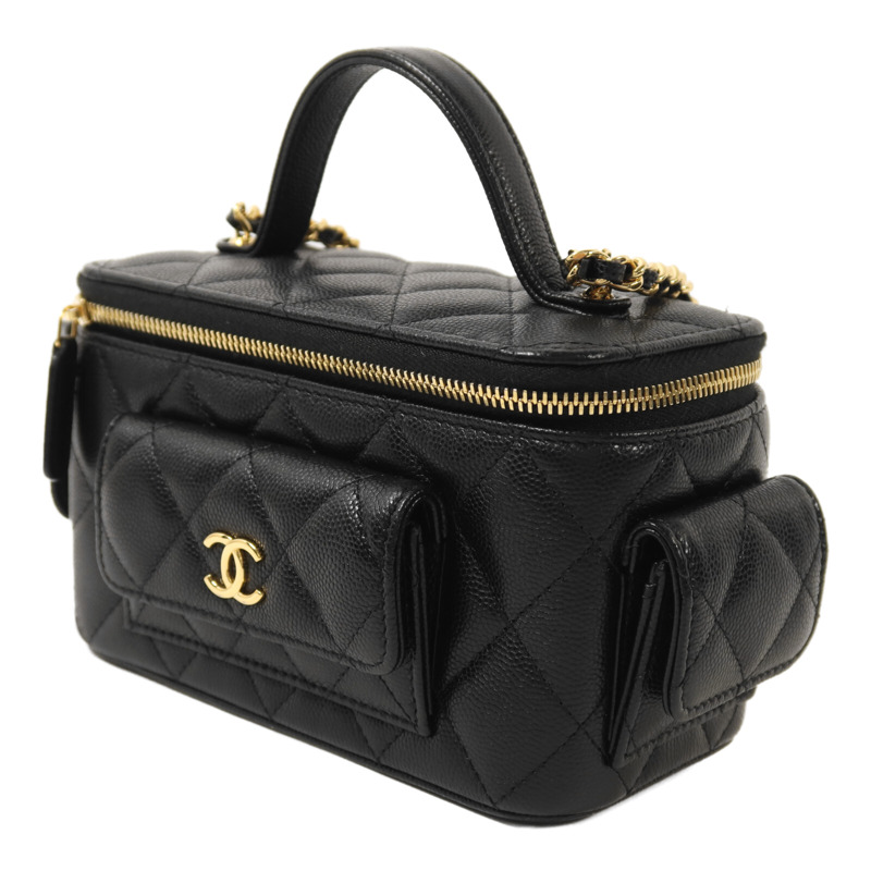 CHANEL 牛皮皮革Vanity Case金扣鏈帶肩背袋-2
