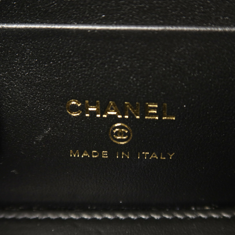CHANEL 牛皮皮革Vanity Case金扣鏈帶肩背袋-5