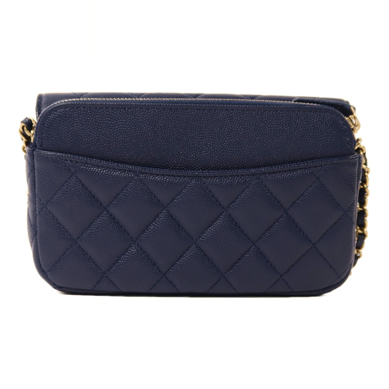 CHANEL 牛皮皮革Phone Case Bag金扣鏈帶肩背袋-1