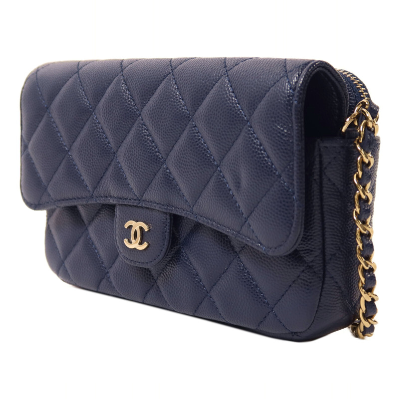 CHANEL 牛皮皮革Phone Case Bag金扣鏈帶肩背袋-2