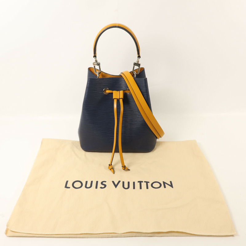 LOUIS VUITTON Epi Neo Noe BB銀扣手挽肩背兩用袋深藍色-9