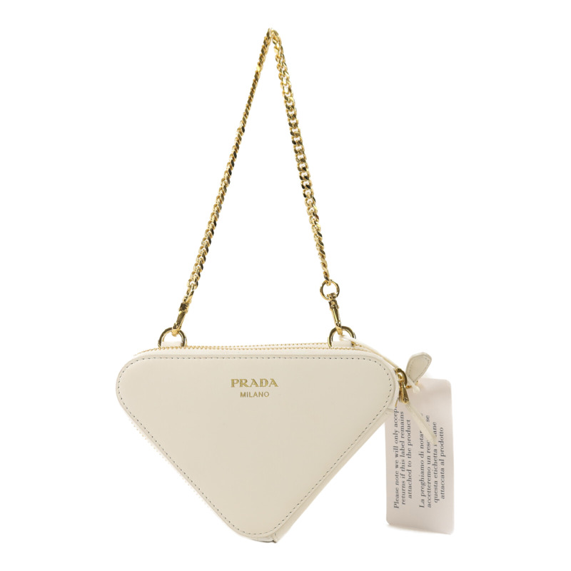 PRADA 牛皮皮革/Raffia Mini Contenitori金扣鏈帶手挽肩背兩用袋-1