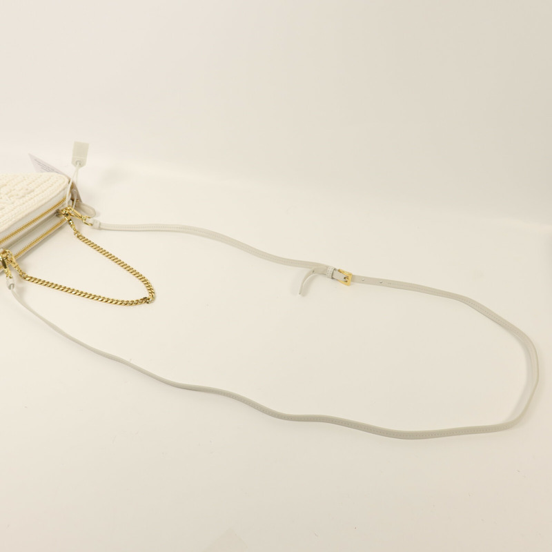 PRADA 牛皮皮革/Raffia Mini Contenitori金扣鏈帶手挽肩背兩用袋-6