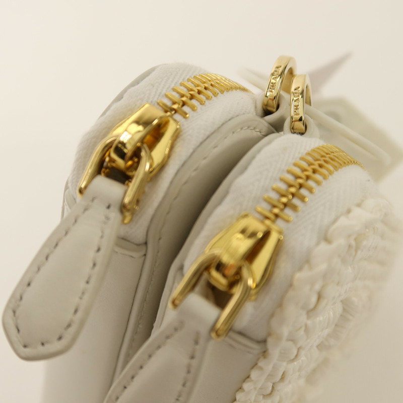 PRADA 牛皮皮革/Raffia Mini Contenitori金扣鏈帶手挽肩背兩用袋-8