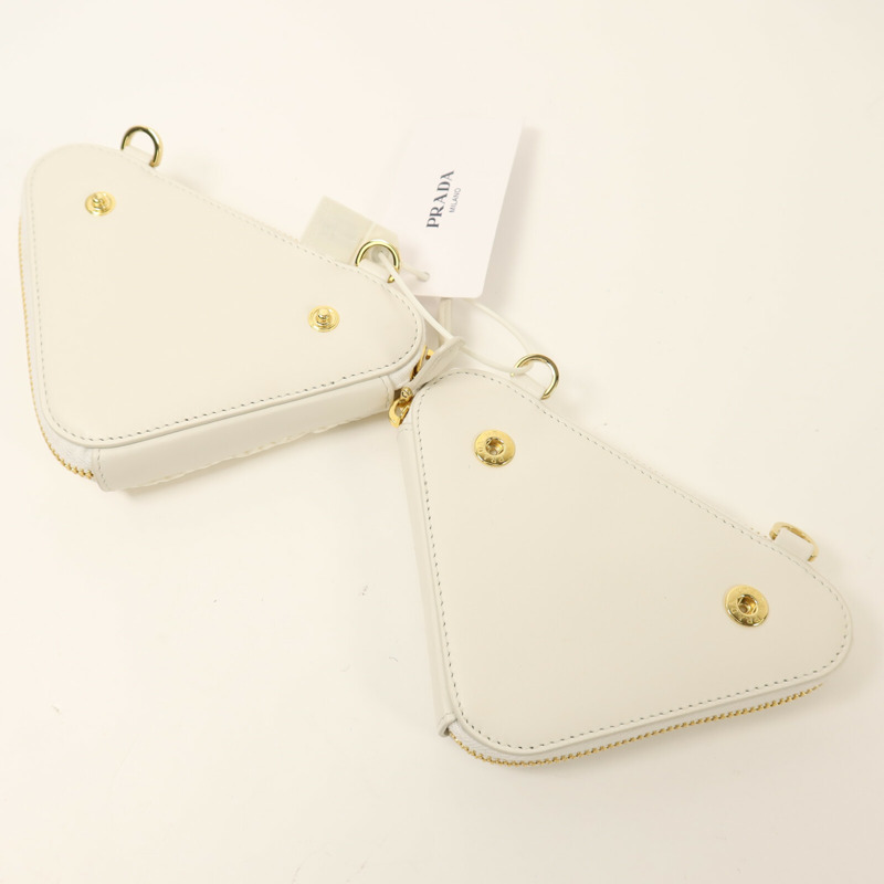 PRADA 牛皮皮革/Raffia Mini Contenitori金扣鏈帶手挽肩背兩用袋-13