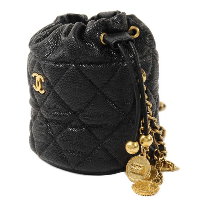 CHANEL 牛皮皮革Mini Bucket Bag金扣鏈帶肩背袋-2