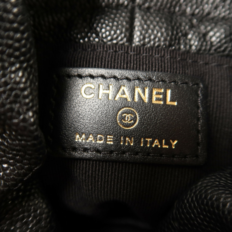 CHANEL 牛皮皮革Mini Bucket Bag金扣鏈帶肩背袋-5