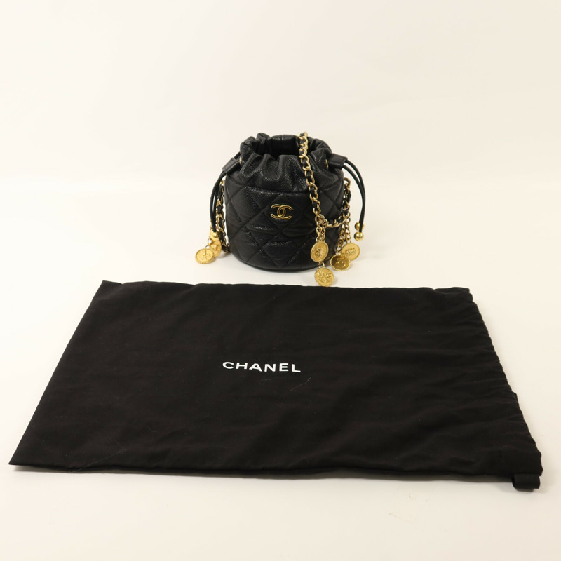 CHANEL 牛皮皮革Mini Bucket Bag金扣鏈帶肩背袋-8