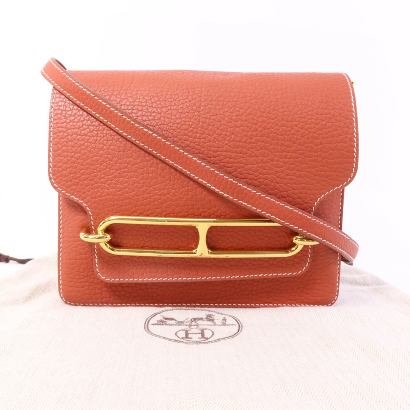 HERMES Clemence皮革 Roulis 23金扣肩背袋-9