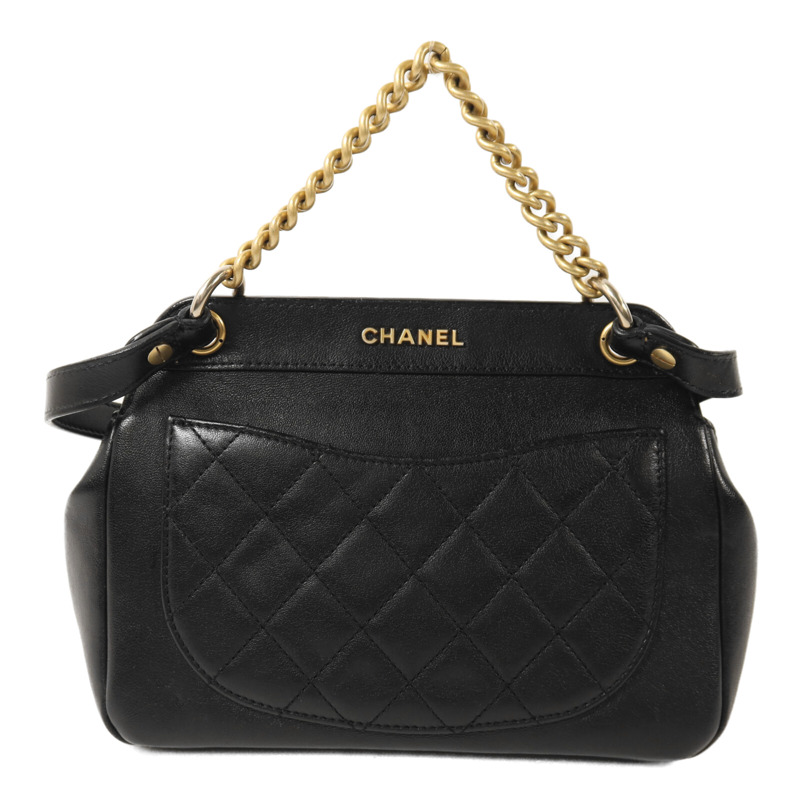 CHANEL 羊皮皮革Shoulder Bag金扣鏈帶肩背袋-1