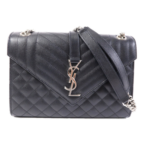 SAINT LAURENT 牛皮皮革Envelope Medium銀扣鏈帶肩背袋