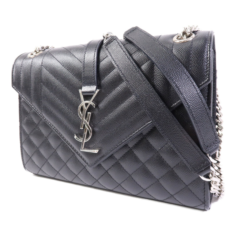 SAINT LAURENT 牛皮皮革Envelope Medium銀扣鏈帶肩背袋-2