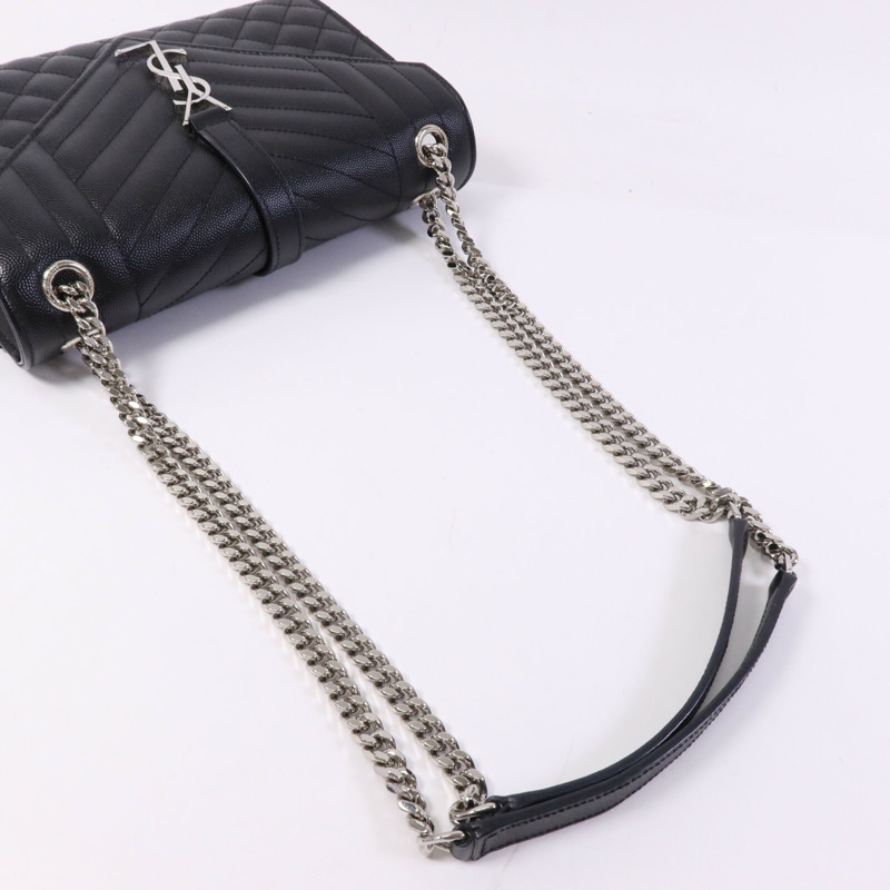 SAINT LAURENT 牛皮皮革Envelope Medium銀扣鏈帶肩背袋-8
