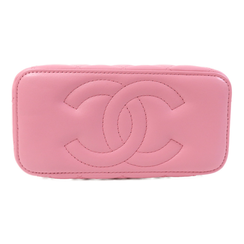 CHANEL 羊皮皮革Vanity Case With Top Handle金扣鏈帶肩背袋-3