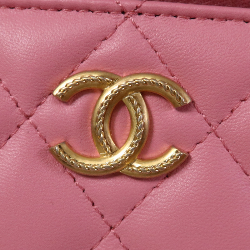 CHANEL 羊皮皮革Vanity Case With Top Handle金扣鏈帶肩背袋-6