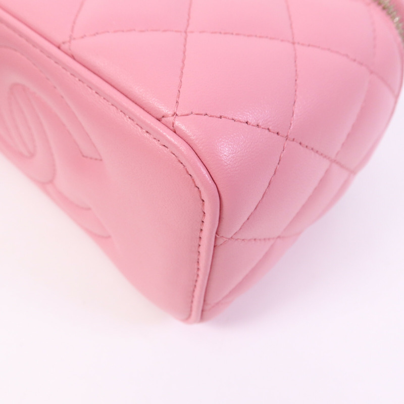 CHANEL 羊皮皮革Vanity Case With Top Handle金扣鏈帶肩背袋-10