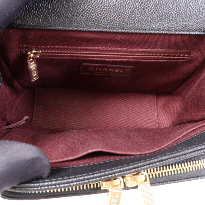 CHANEL 牛皮皮革Business Affinity Small金扣鏈帶手挽肩背兩用袋-4