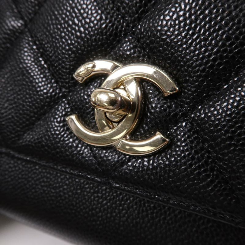 CHANEL 牛皮皮革Business Affinity Small金扣鏈帶手挽肩背兩用袋-6