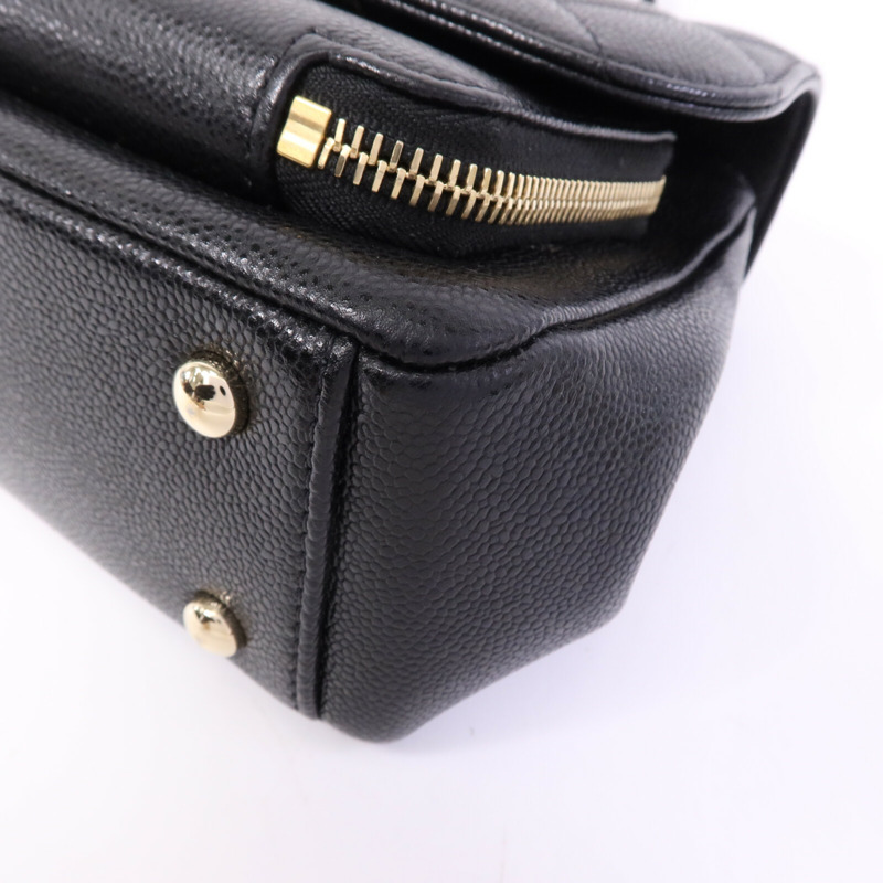 CHANEL 牛皮皮革Business Affinity Small金扣鏈帶手挽肩背兩用袋-10