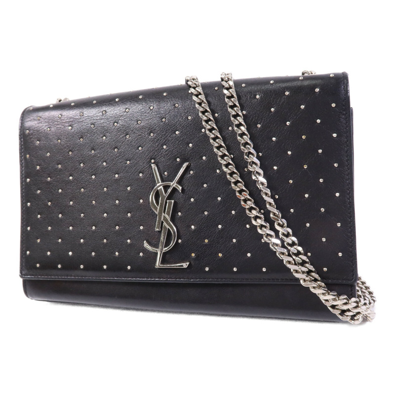 SAINT LAURENT 牛皮皮革Chain Shoulder Bag銀扣鏈帶肩背袋-2