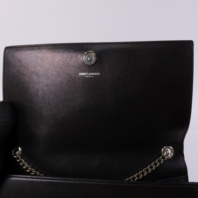 SAINT LAURENT 牛皮皮革Chain Shoulder Bag銀扣鏈帶肩背袋-13