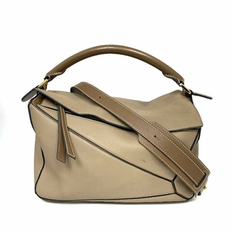 △ Loewe 羅意威 Beige Calfskin Puzzle 2 Way Bag #M 淺褐色小牛皮兩用袋 - 267005214