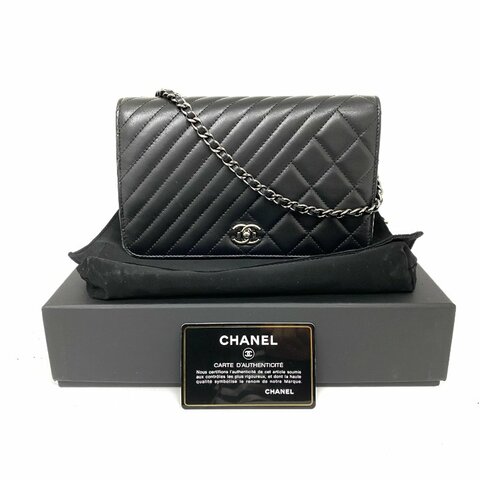 △ Chanel 香奈兒 Black Lambskin Ruthenium-Finish Metal Wallet On Chain No.20 黑色小羊皮鍍釕金屬鎖鏈銀包No.20 - 267005572