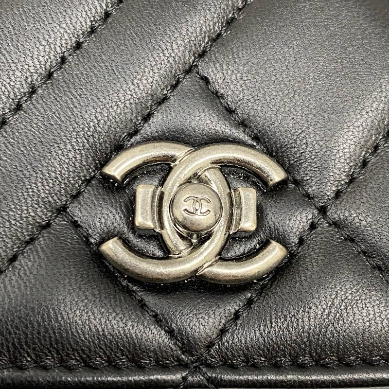 △ Chanel 香奈兒 Black Lambskin Ruthenium-Finish Metal Wallet On Chain No.20 黑色小羊皮鍍釕金屬鎖鏈銀包No.20 - 267005572-12