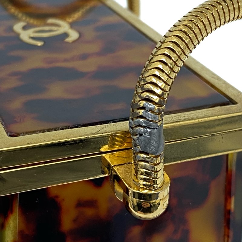 △ Chanel 香奈兒 Brown Tortoiseshell Gold Tone Metal Plexiglass CC Evening Box Chain Crossbody Bag 97P 啡色玳瑁金色金屬鎖鏈斜背盒子97P - 267005627-12