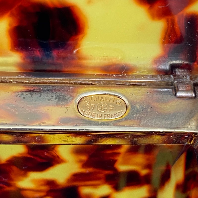 △ Chanel 香奈兒 Brown Tortoiseshell Gold Tone Metal Plexiglass CC Evening Box Chain Crossbody Bag 97P 啡色玳瑁金色金屬鎖鏈斜背盒子97P - 267005627-14