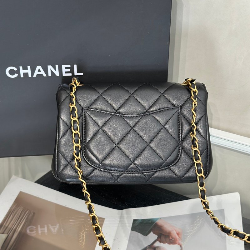 CHANEL 23C季節款口蓋包Mini CF20 - 黑金-2