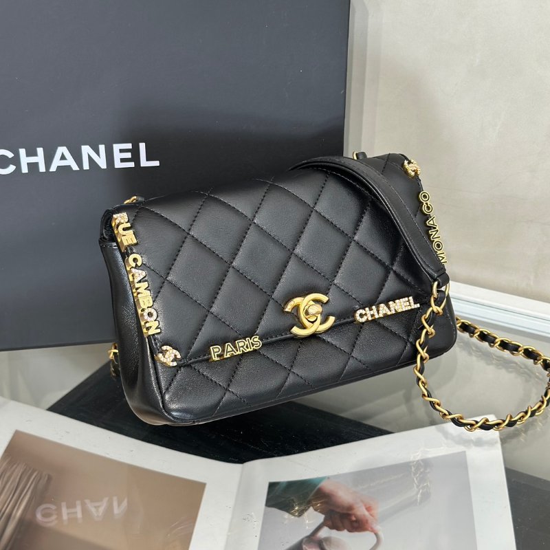 CHANEL 23C季節款口蓋包Mini CF20 - 黑金-9