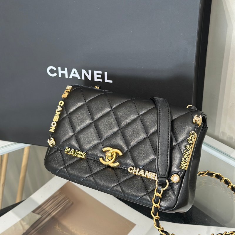 CHANEL 23C季節款口蓋包Mini CF20 - 黑金-10