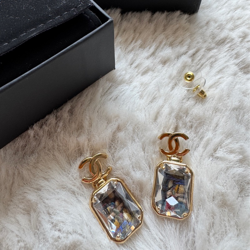 CHANEL 毛呢鑽石切割耳環-new jeans mini 同款-7