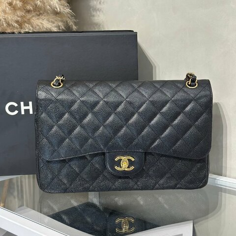 CHANEL 經典口蓋包Jumbo CF30 - 黑金18開