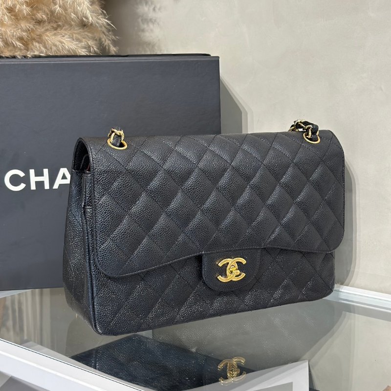 CHANEL 經典口蓋包Jumbo CF30 - 黑金18開-2