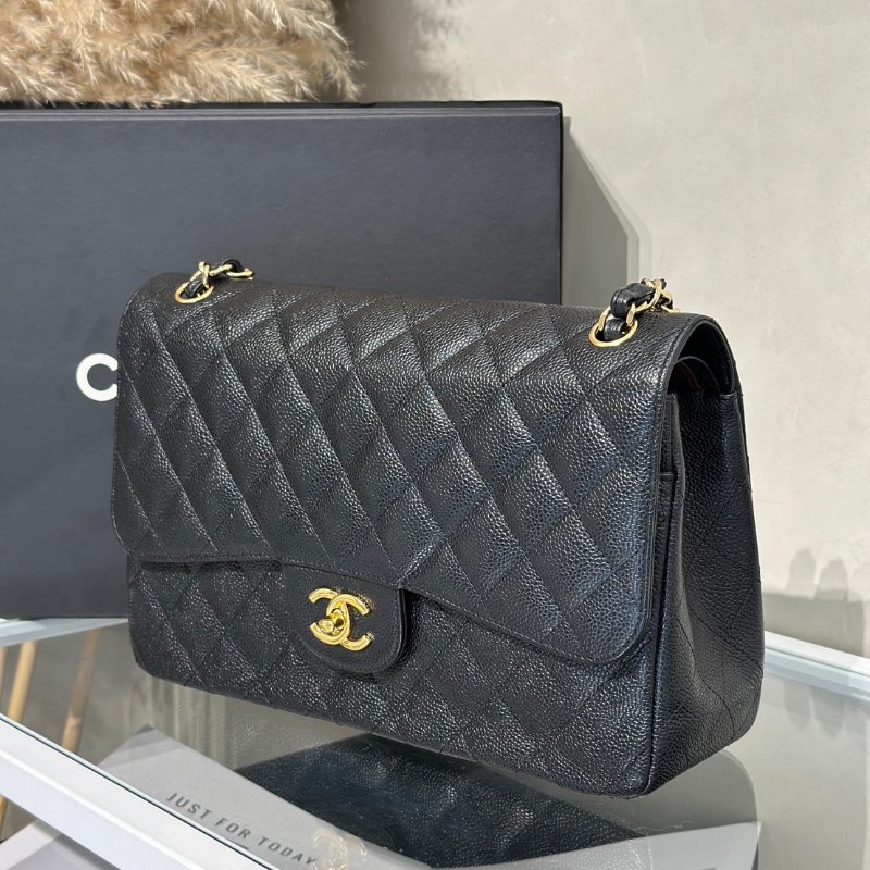 CHANEL 經典口蓋包Jumbo CF30 - 黑金18開-3