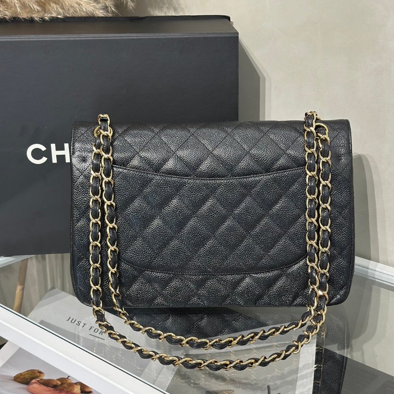 CHANEL 經典口蓋包Jumbo CF30 - 黑金18開-4