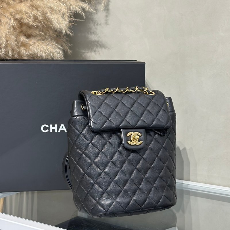 CHANEL 薩爾茨堡雙肩包 - 小號黑金26開-2