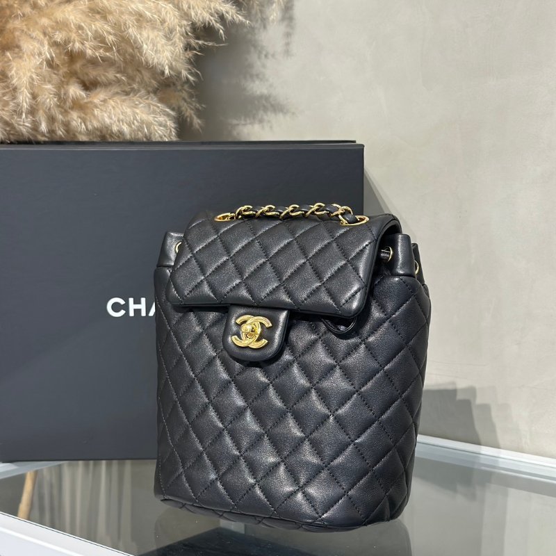 CHANEL 薩爾茨堡雙肩包 - 小號黑金26開-3