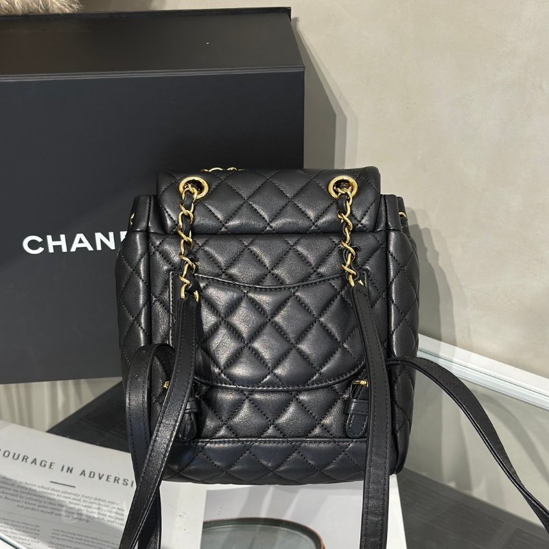 CHANEL 薩爾茨堡雙肩包 - 小號黑金26開-4