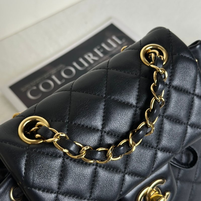 CHANEL 薩爾茨堡雙肩包 - 小號黑金26開-10
