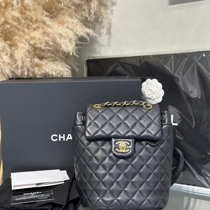 CHANEL 薩爾茨堡雙肩包 - 小號黑金26開-15