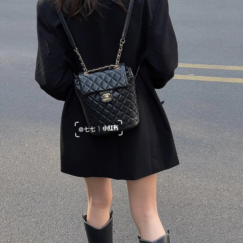 CHANEL 薩爾茨堡雙肩包 - 小號黑金26開-17