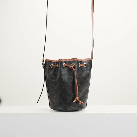 二手Celine 老花抽繩水桶包