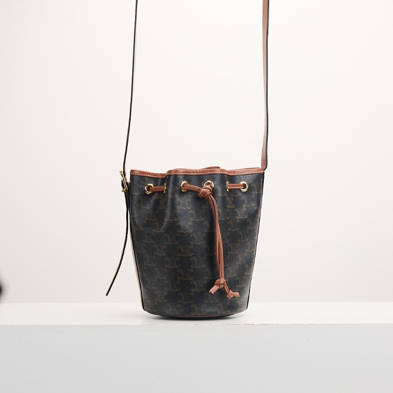 二手Celine 老花抽繩水桶包-0