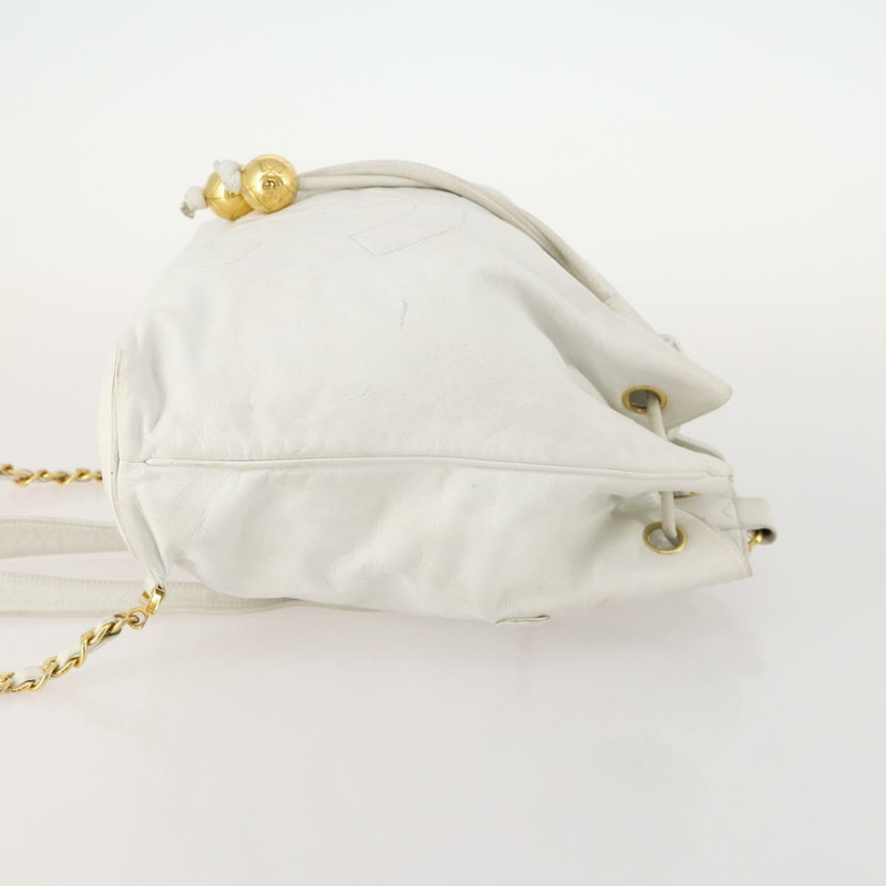 【日本直送】香奈兒白色金色雙C皮革雙肩包,正品編號gh1739-2