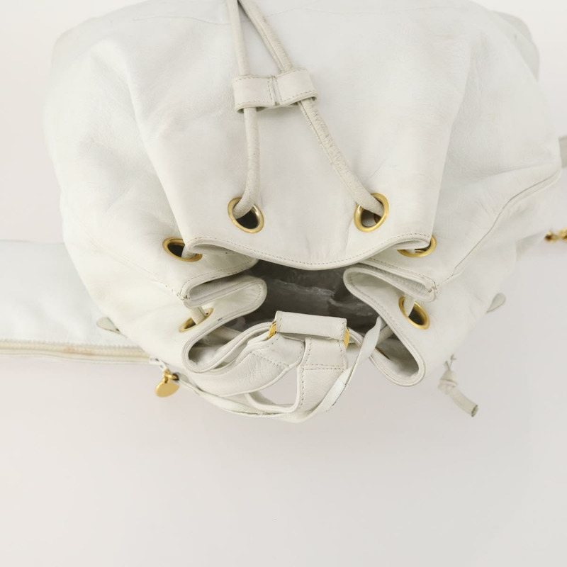 【日本直送】香奈兒白色金色雙C皮革雙肩包,正品編號gh1739-5